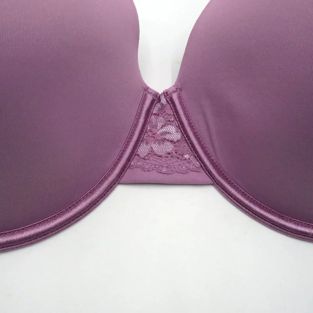 Vanity Fair 42DDD Purple Full Coverage T Shirt Bra Lace Detail Adjustable Straps